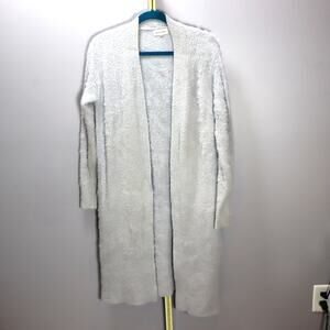 Bella Dahl Fuzzy Long Open Cardigan Sweater Small Light Blue Gray